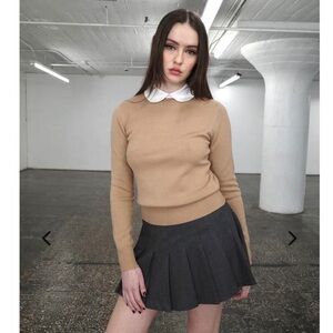 L’Ecole Des Femmes | Peter Pan Collar Camel Pullover Medium